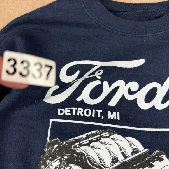 Ford Racing Sweatshirt Navy‎ Blue M Detroit Bronco Mustang F150 Built Tough USA - Picture 11 of 12